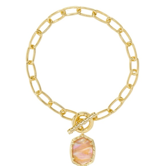 Kendra Scott Jewelry - NWOT Kendra Scott Daphne Gold Link and Chain Bracelet in Light Pink Iridescent